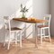 24.5" Tall White Bar Stools Set of 2 Rubber Wood Counter Chairs with Supportive Back and Footrests